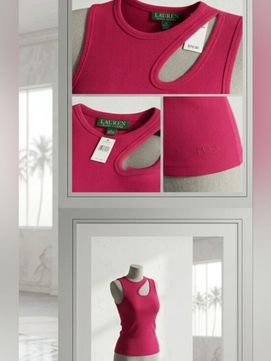 Lauren Ralph Lauren Tops - Lauren Ralph Lauren  Pink Cut-Out Tank Top - Size S (NWT)
